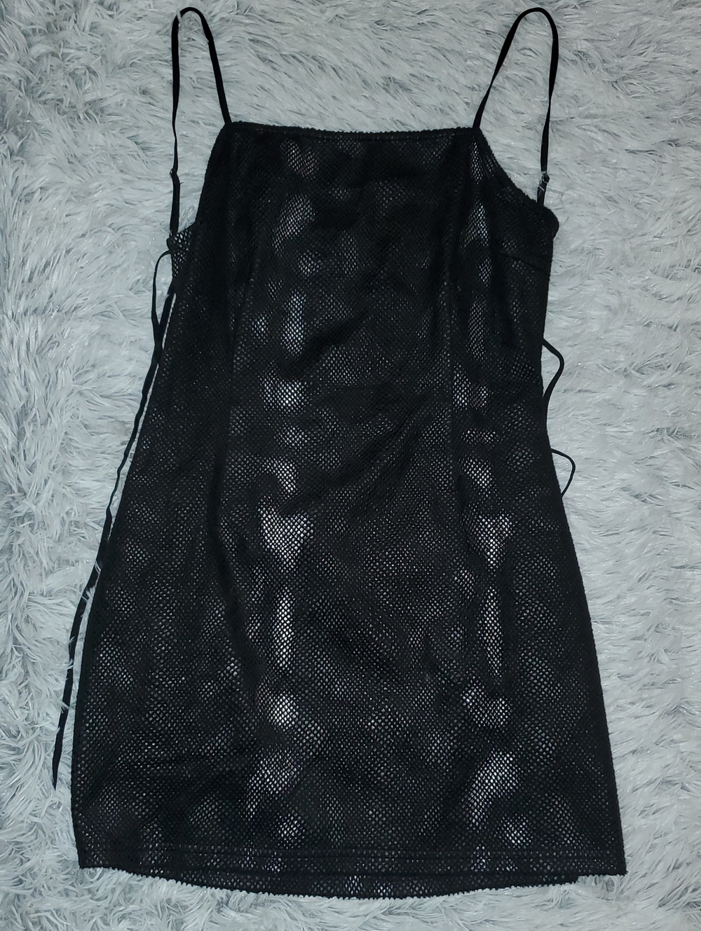 *Urban Outfitters Black Mesh Mini Dress with Spaghetti Straps*